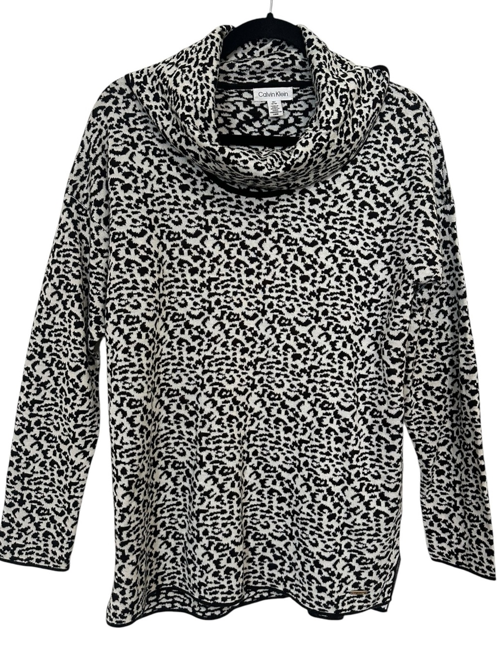 Calvin Klein black & white cowl neck tunic sweater size Medium